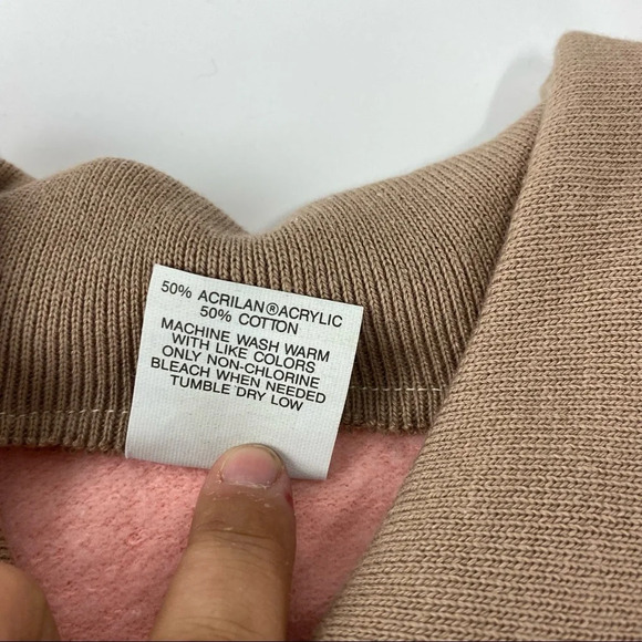 Vintage Sweatshirt Lace Collar Large Grannycore Grandma Cottagecore Pink Tan - Picture 6 of 6